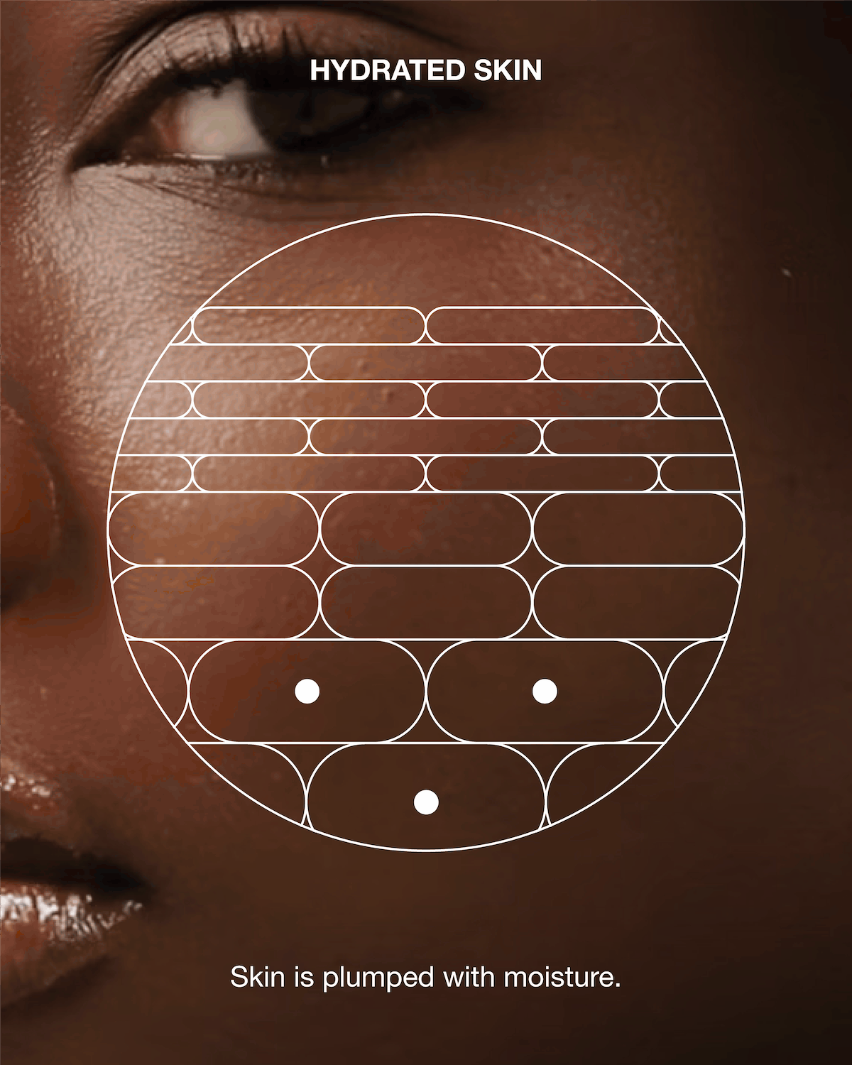 Clinique hydrated skin illustration layered over a close-up portrait