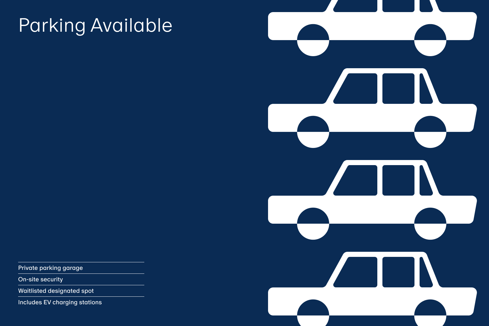 Colleague parking availability graphic with stacked car illustrations