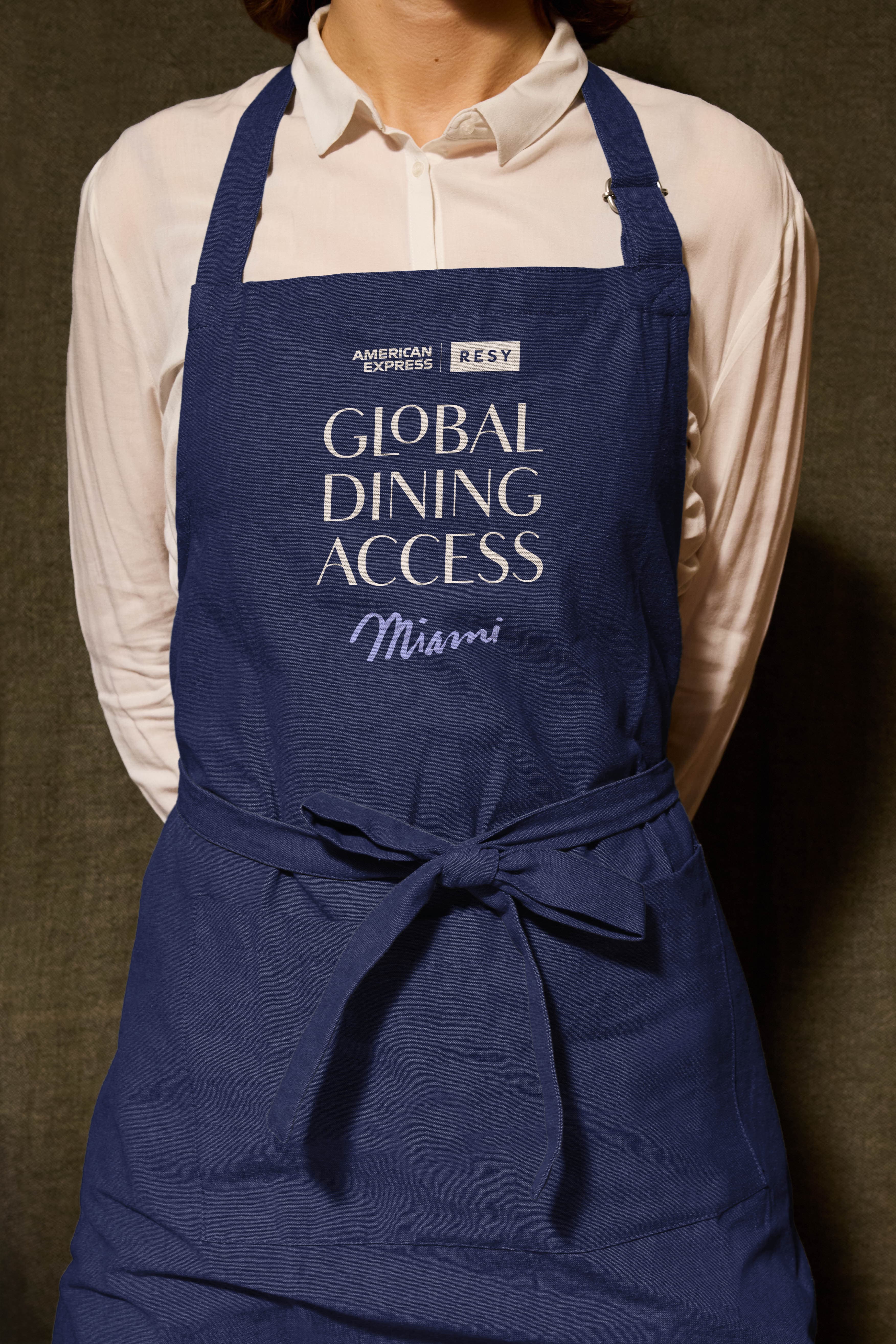 Navy Global Dining Access Miami apron for the Resy and American Express event