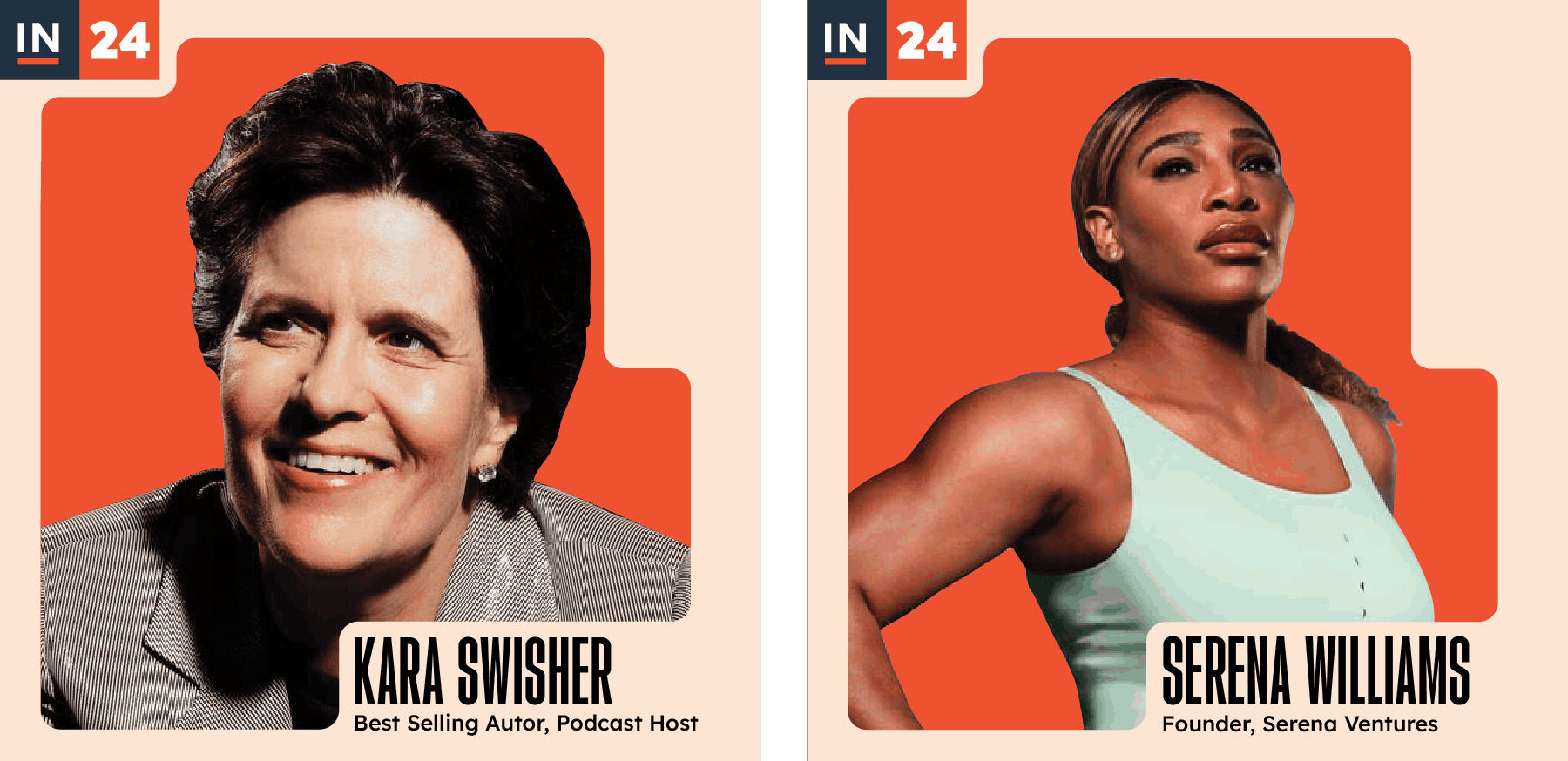 INBOUND 2024 speaker campaign portraits of Kara Swisher and Serena Williams